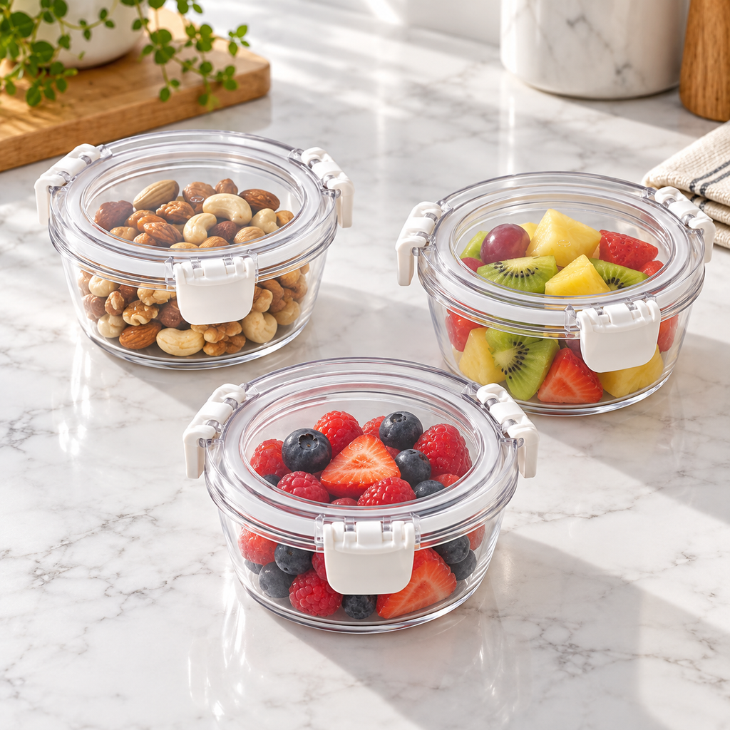 3PC Circle PET Storage Container - 12 x 14.5cm