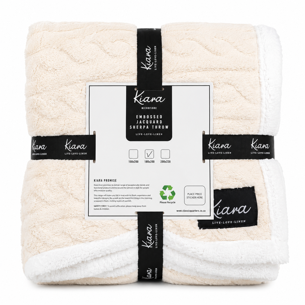 Kiara Embossed Jacquard Sherpa Throw - 180 x 200 cm