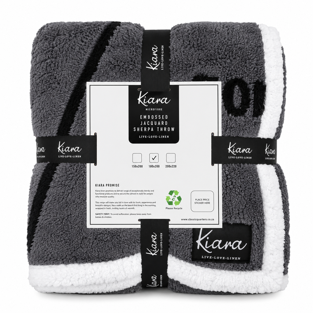 Kiara Embossed Jacquard Sherpa Throw - 180 x 200 cm