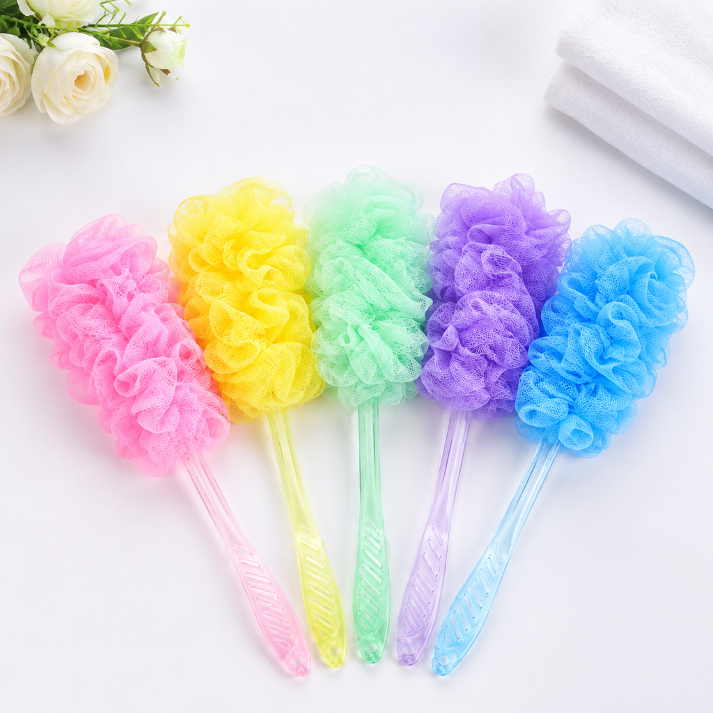 Bath Sponge Loofah With Handle - 45 cm - Assorted Colours