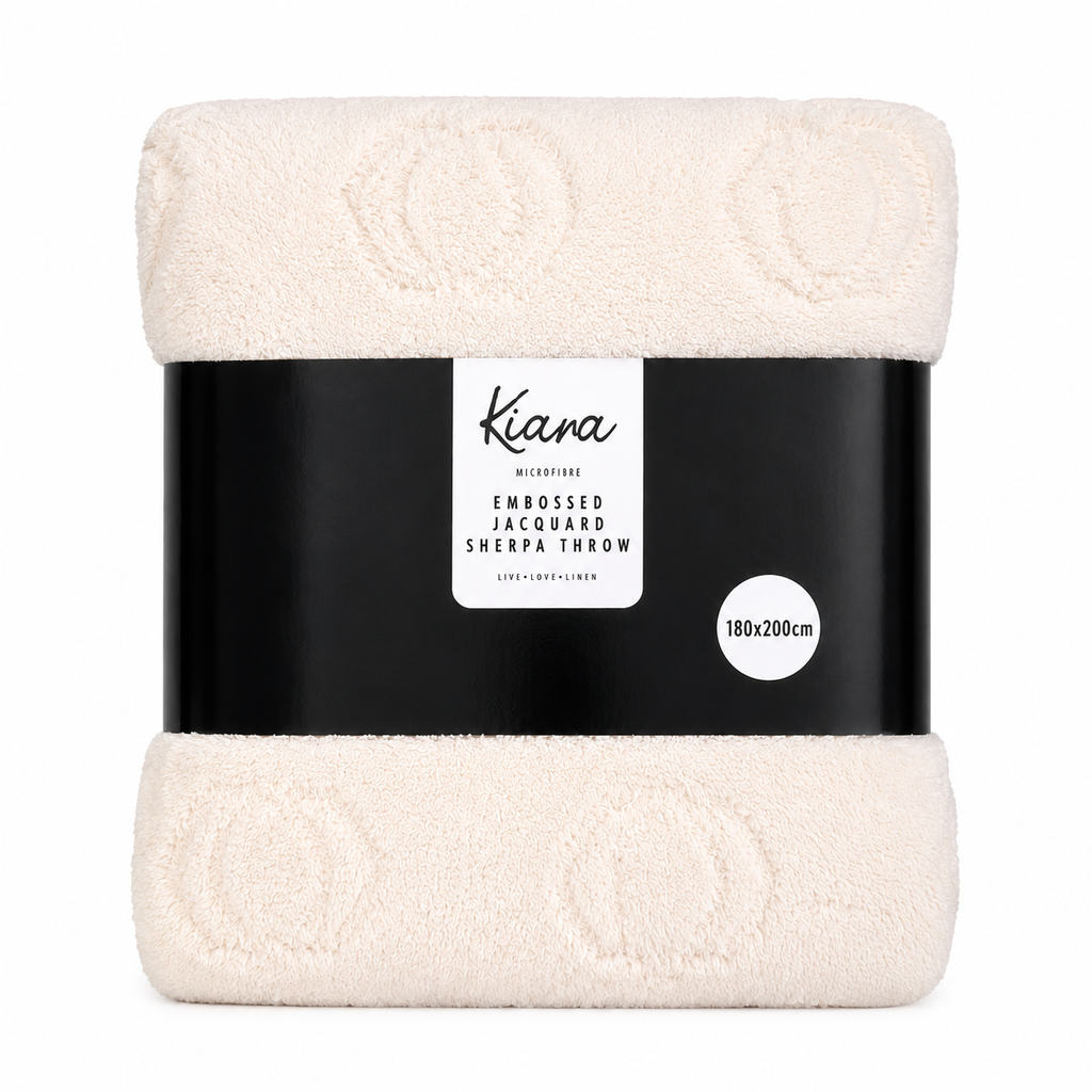 Kiara Embossed Jaqaurd Sherpa Throw - 180 x 200 cm