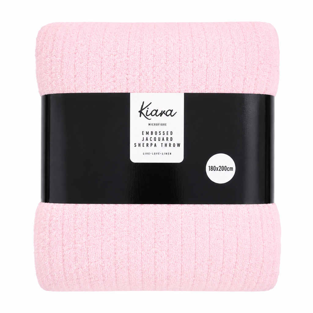 Kiara Embossed Jaqaurd Sherpa Throw - 180 x 200 cm