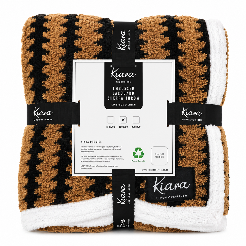 Kiara Embossed Jacquard Sherpa Throw - 180 x 200 cm