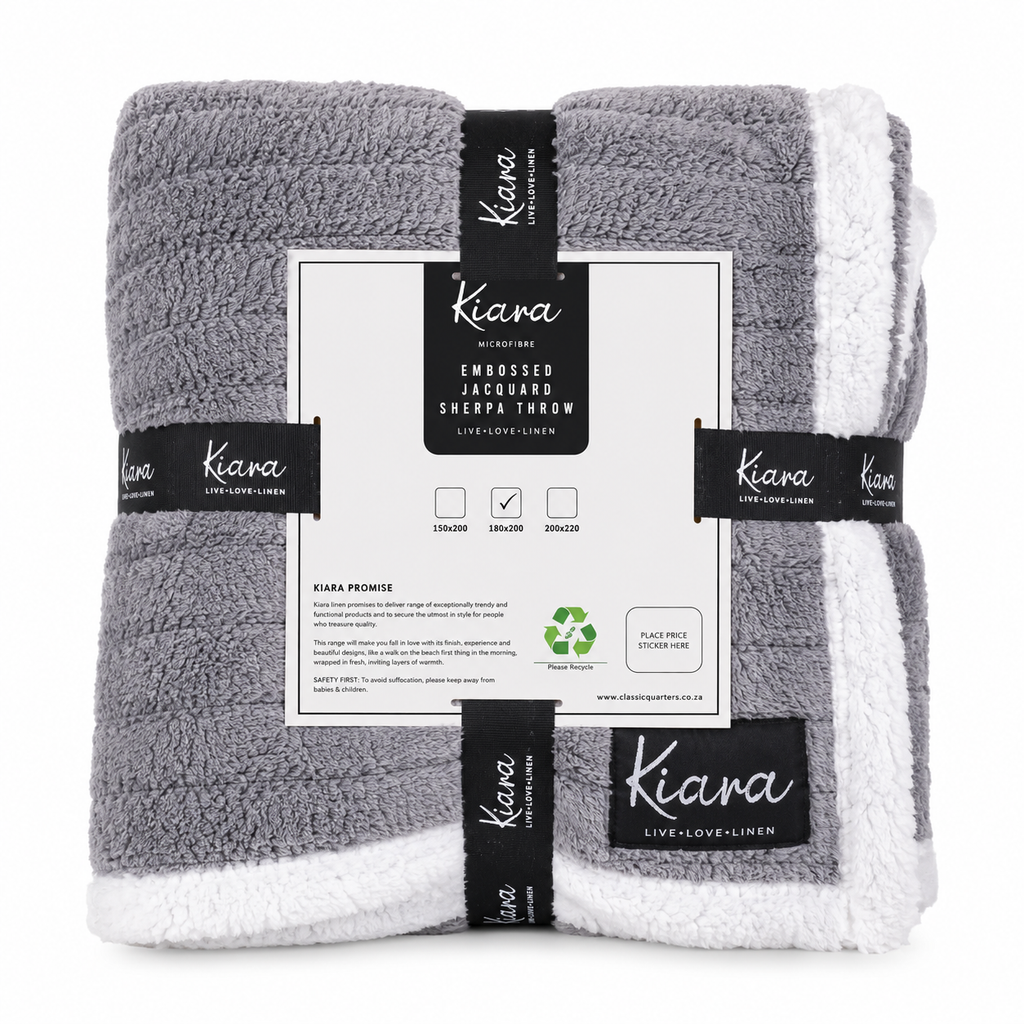 Kiara Embossed Jacquard Sherpa Throw - 180 x 200 cm
