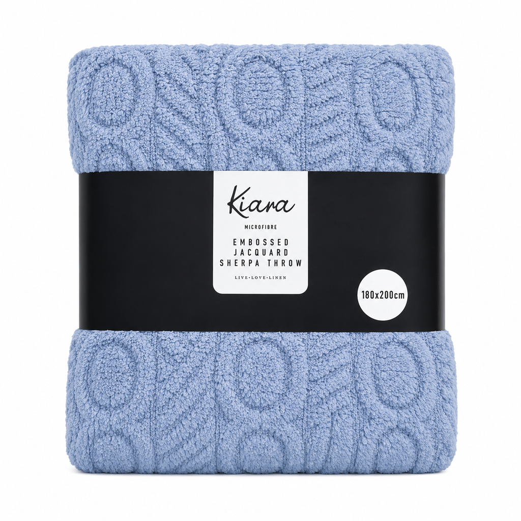 Kiara Embossed Jaqaurd Sherpa Throw - 180 x 200 cm