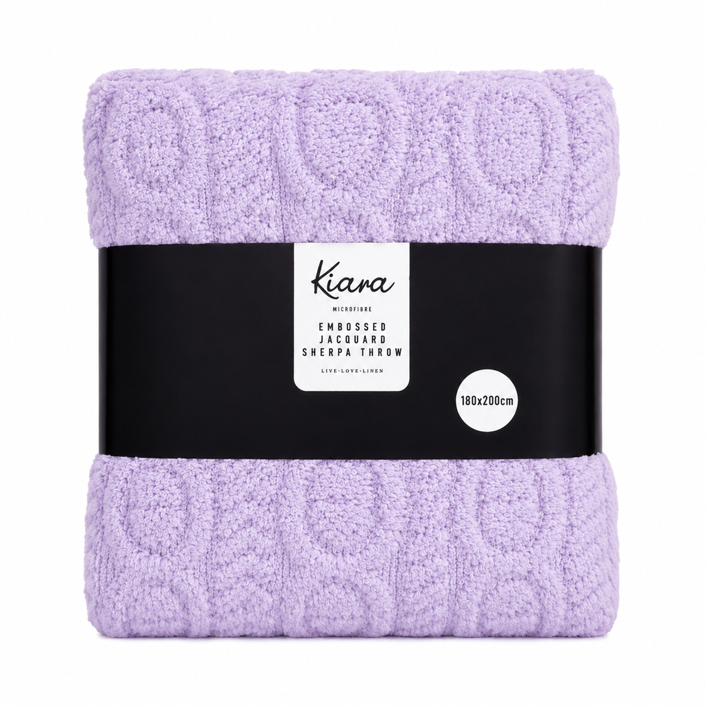 Kiara Embossed Jaqaurd Sherpa Throw - 180 x 200 cm