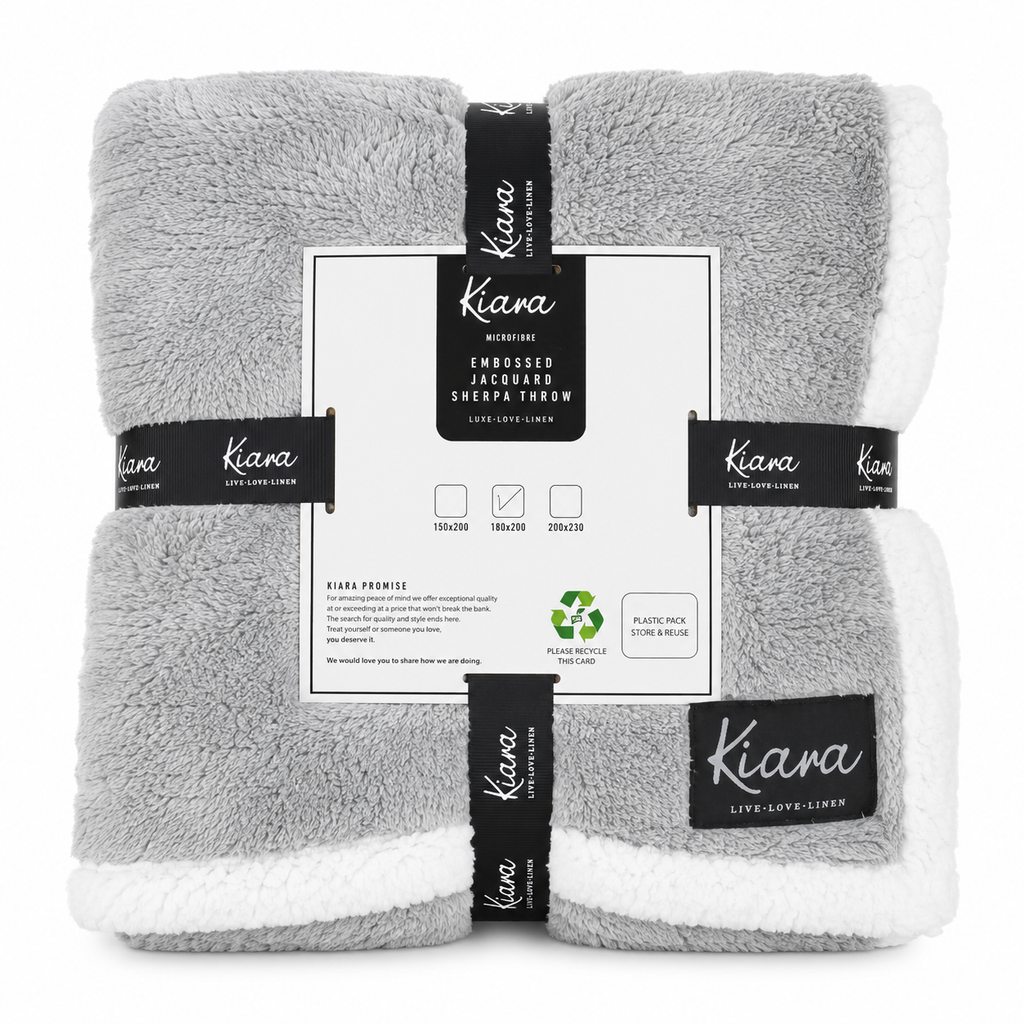 Kiara Embossed Jacquard Sherpa Throw - 180 x 200 cm