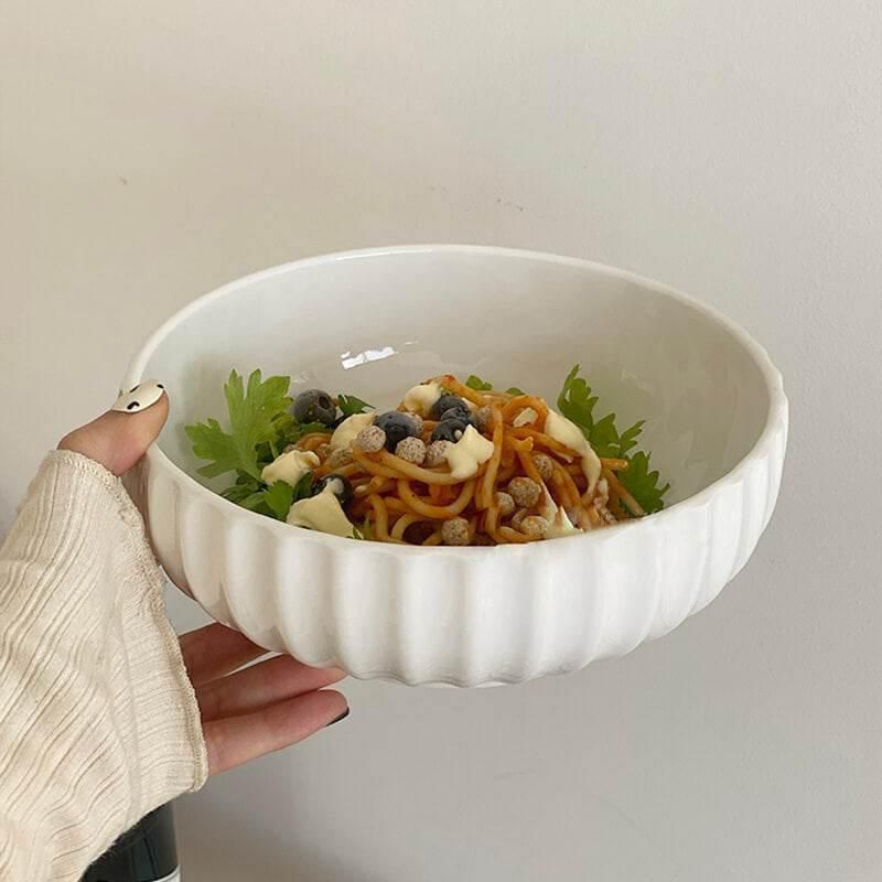 Ribbed Ceramic Serving Bowl - 10 "
