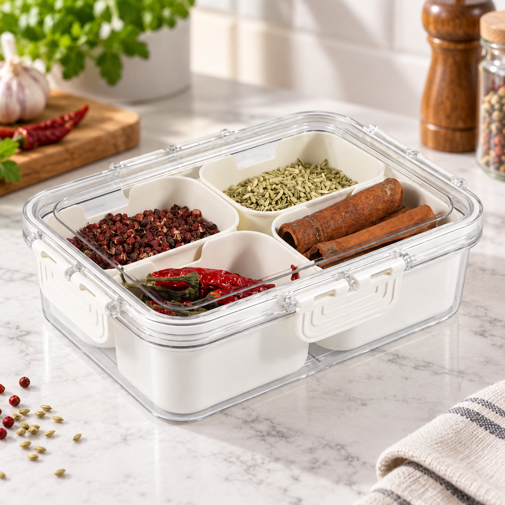 4 Compartment Acrylic Storage Snack Box