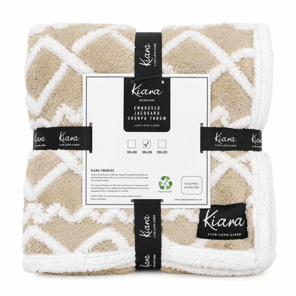 Kiara Embossed Jacquard Sherpa Throw - 180 x 200 cm