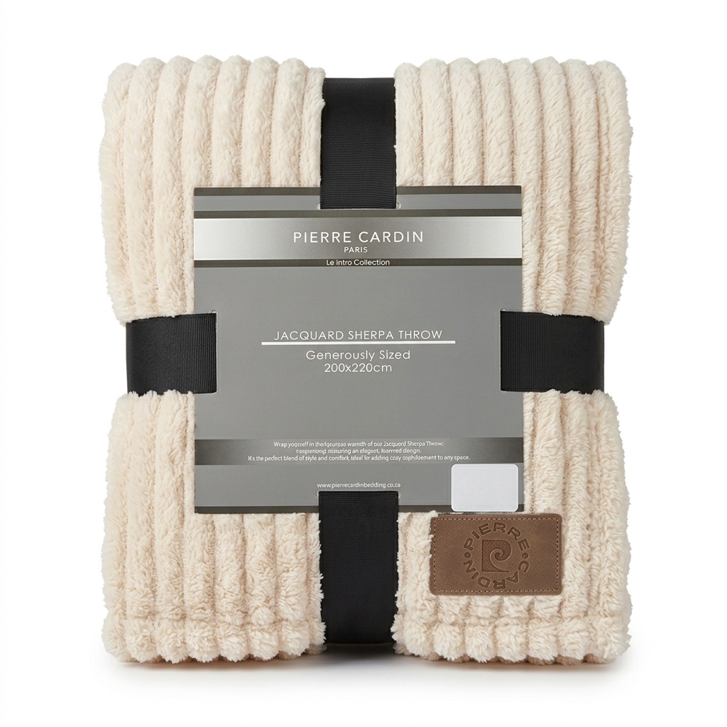 Pierre Cardin Jacquard Sherpa Throw - 200 x 220 cm