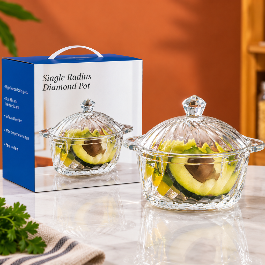 Glass Container - 19.5 x 12.5 x 13.5 Cm - 900ml