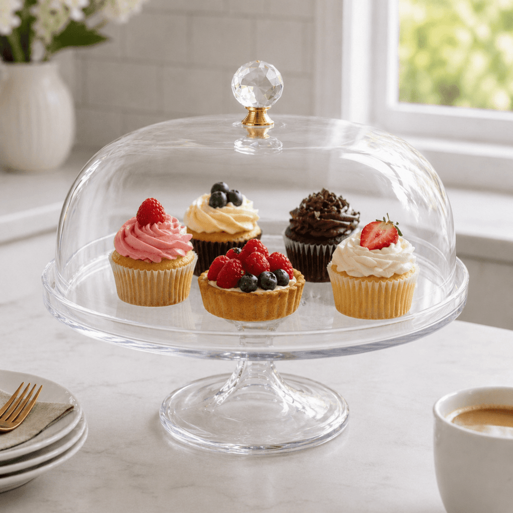 Round Acrylic Cake Dome With Stand - Home Phase
