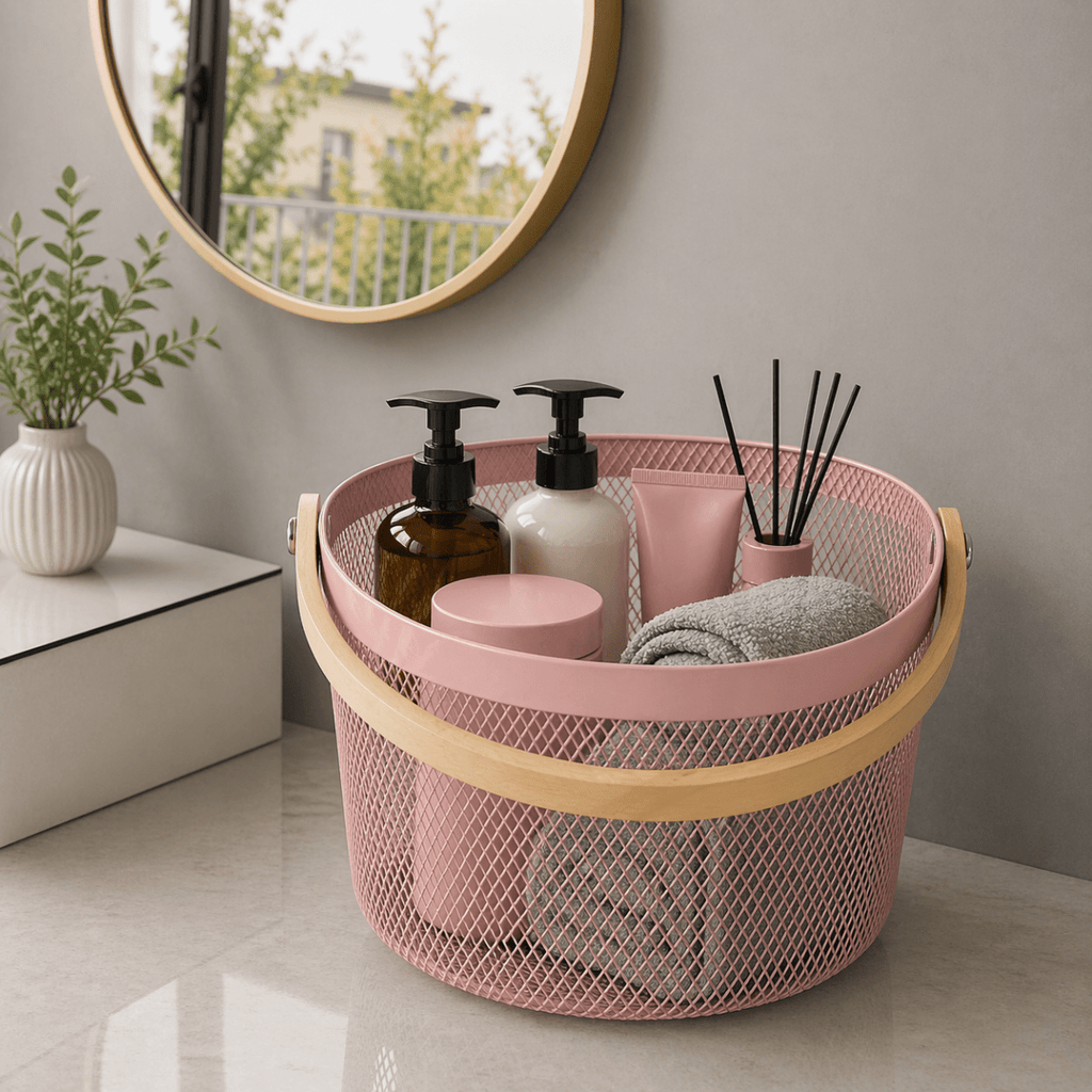 Round Nordic Mesh Storage Basket - 25 x 19 cm - Home Phase