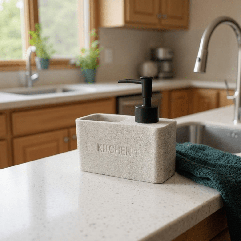 Sandstone Kitchen Dispensor & Caddy - Home Phase