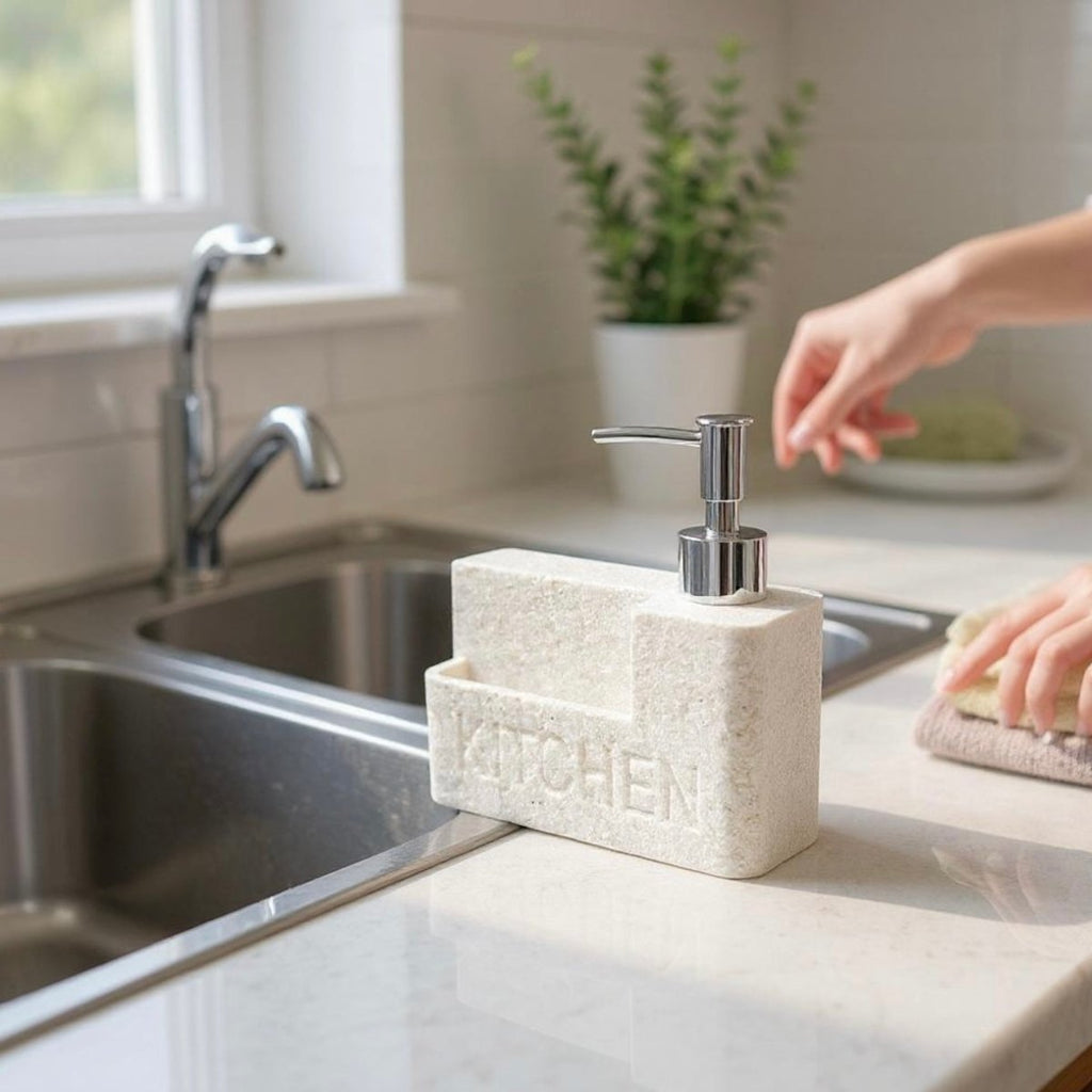Sandstone Kitchen Dispensor & Caddy - Home Phase