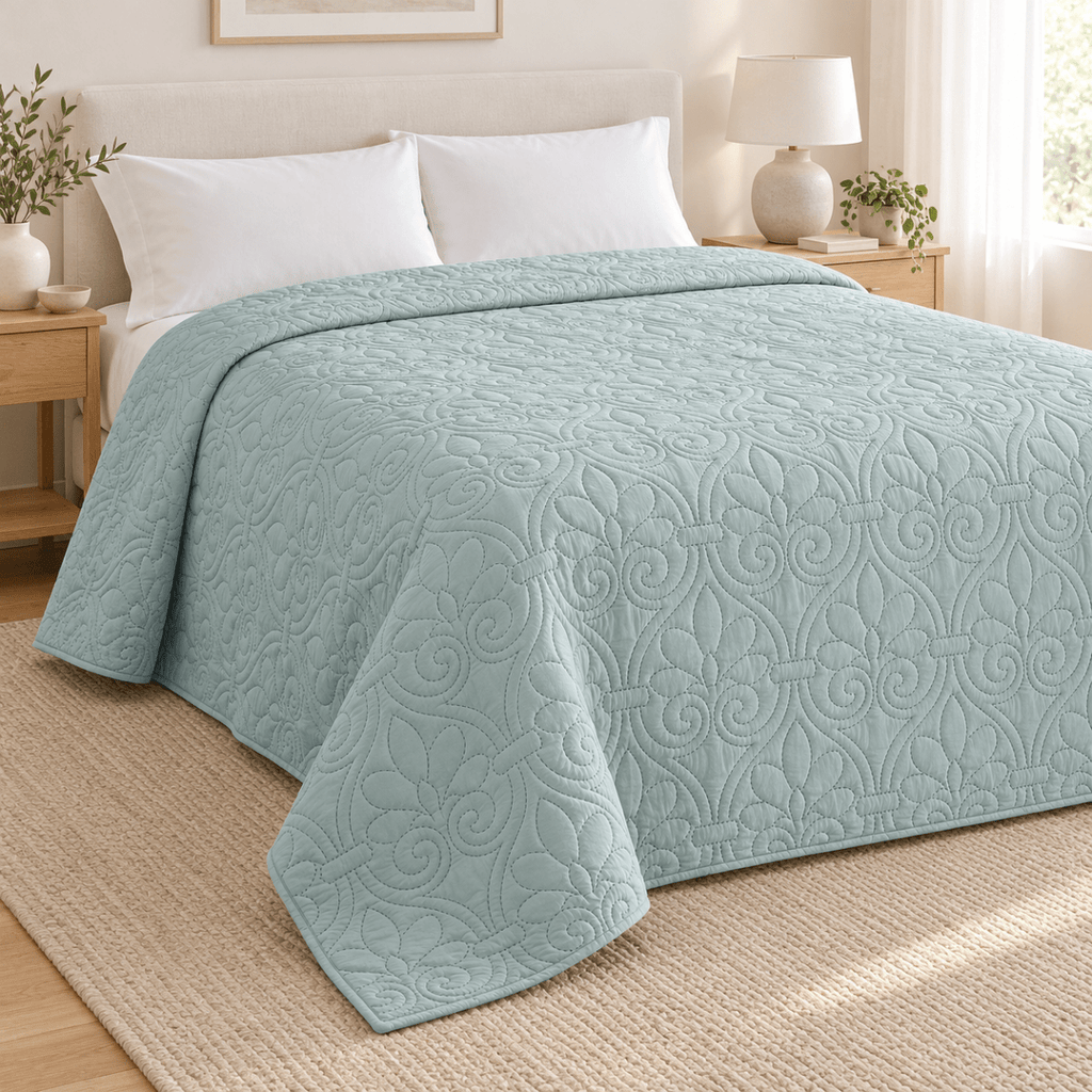Scroll Design Micro Satin Quilt - 220 x 200 cm - Home Phase