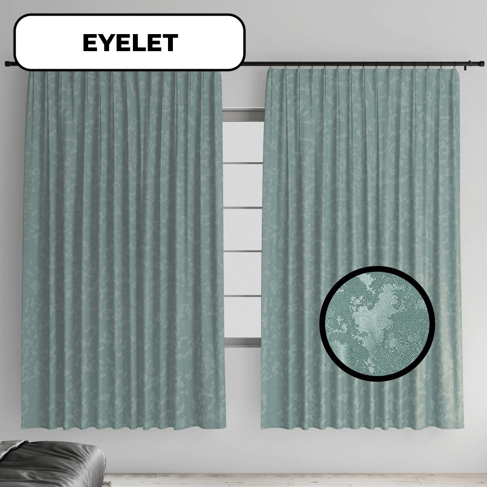 Shiny Camo Textured Linen Eyelet Curtain - 230 x 218 cm - Style Phase Home