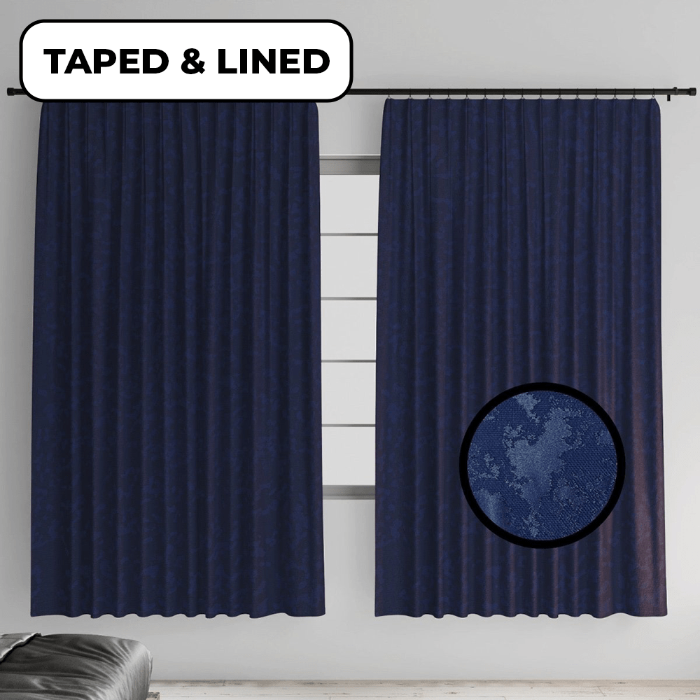 Shiny Camo Textured Linen Taped Curtain - 230 x 218 cm - Style Phase Home