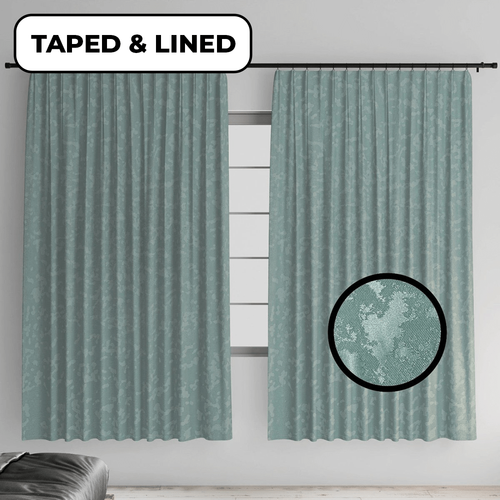 Shiny Camo Textured Linen Taped Curtain - 230 x 218 cm - Style Phase Home