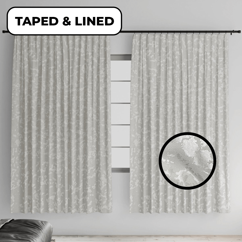 Shiny Camo Textured Linen Taped Curtain - 230 x 218 cm - Style Phase Home