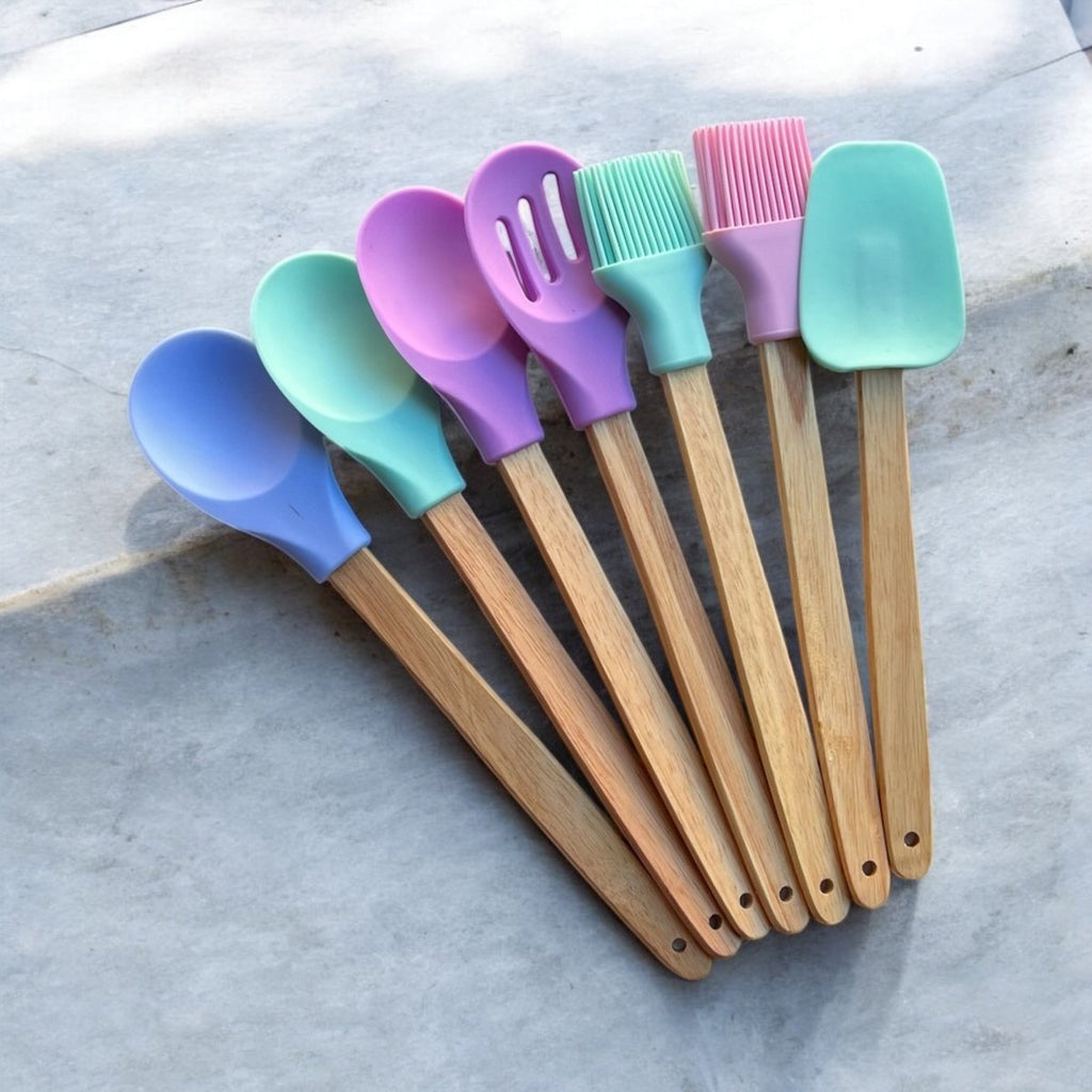 Silicone Utensil With Bamboo Handle - Style Phase Home