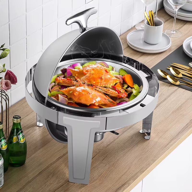 Silver Round Roll Up Chafing Dish - 10 Litre - Style Phase Home