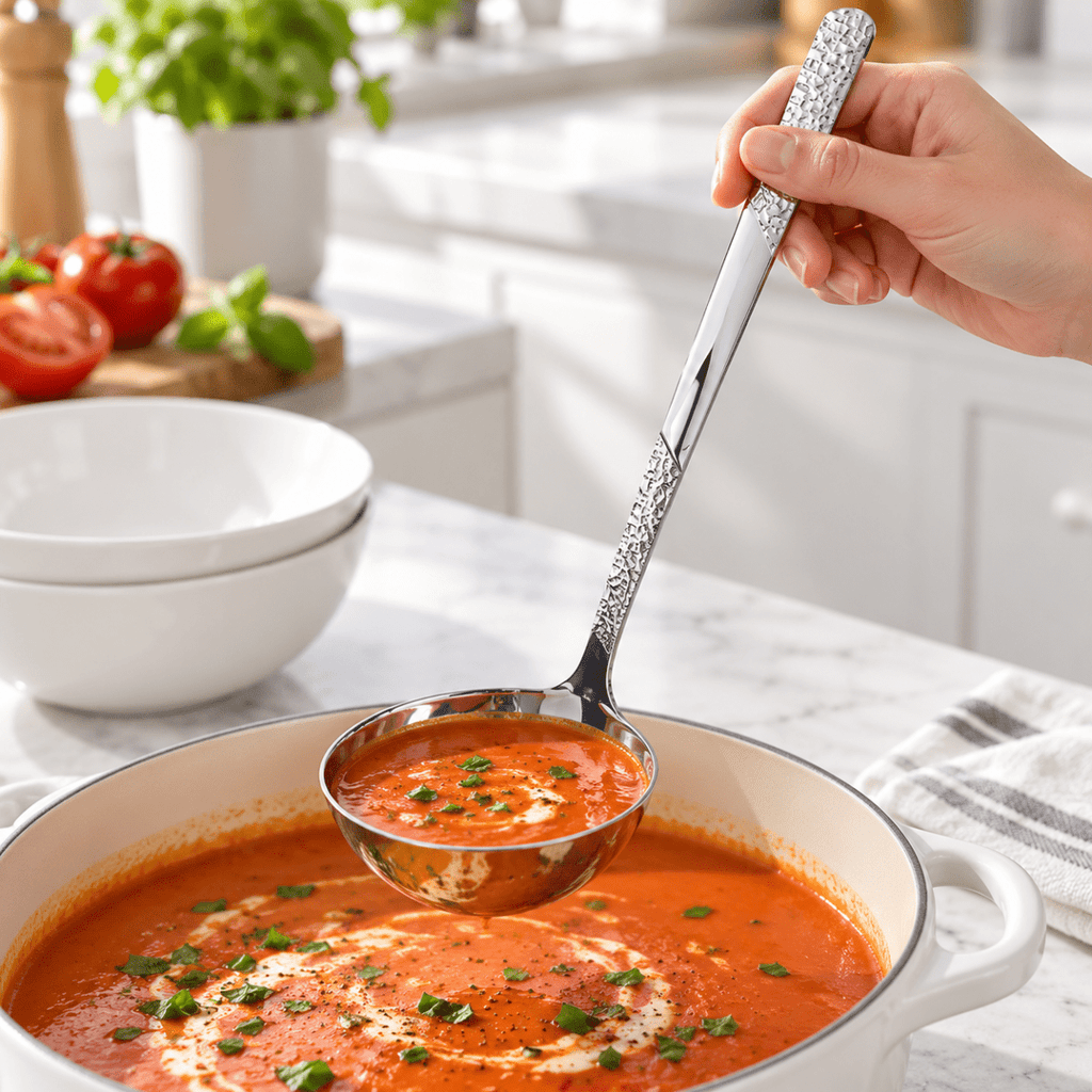 Silver Serving Ladle – SS201 Stainless Steel with Decorative Handle - Home Phase