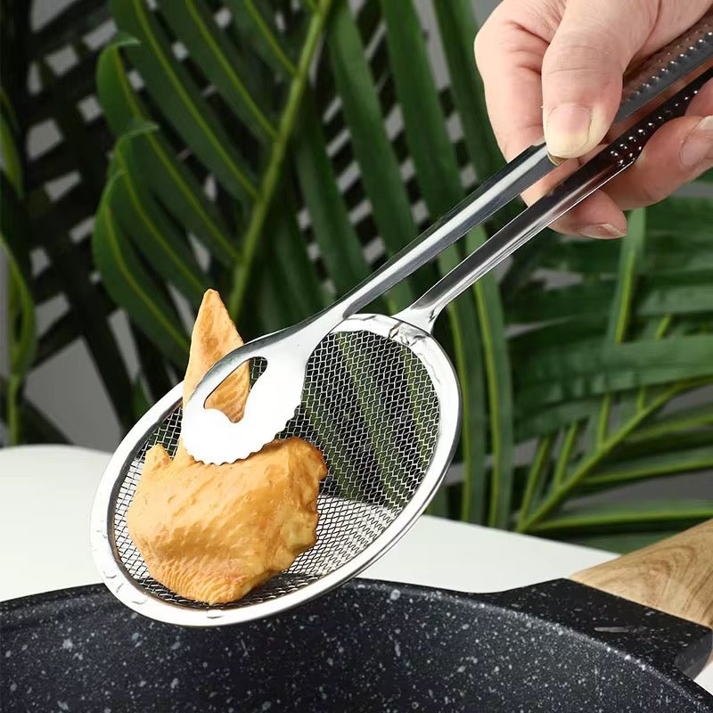 Silver Stainless Steel Strainer Tongs - 28 cm - Home Phase