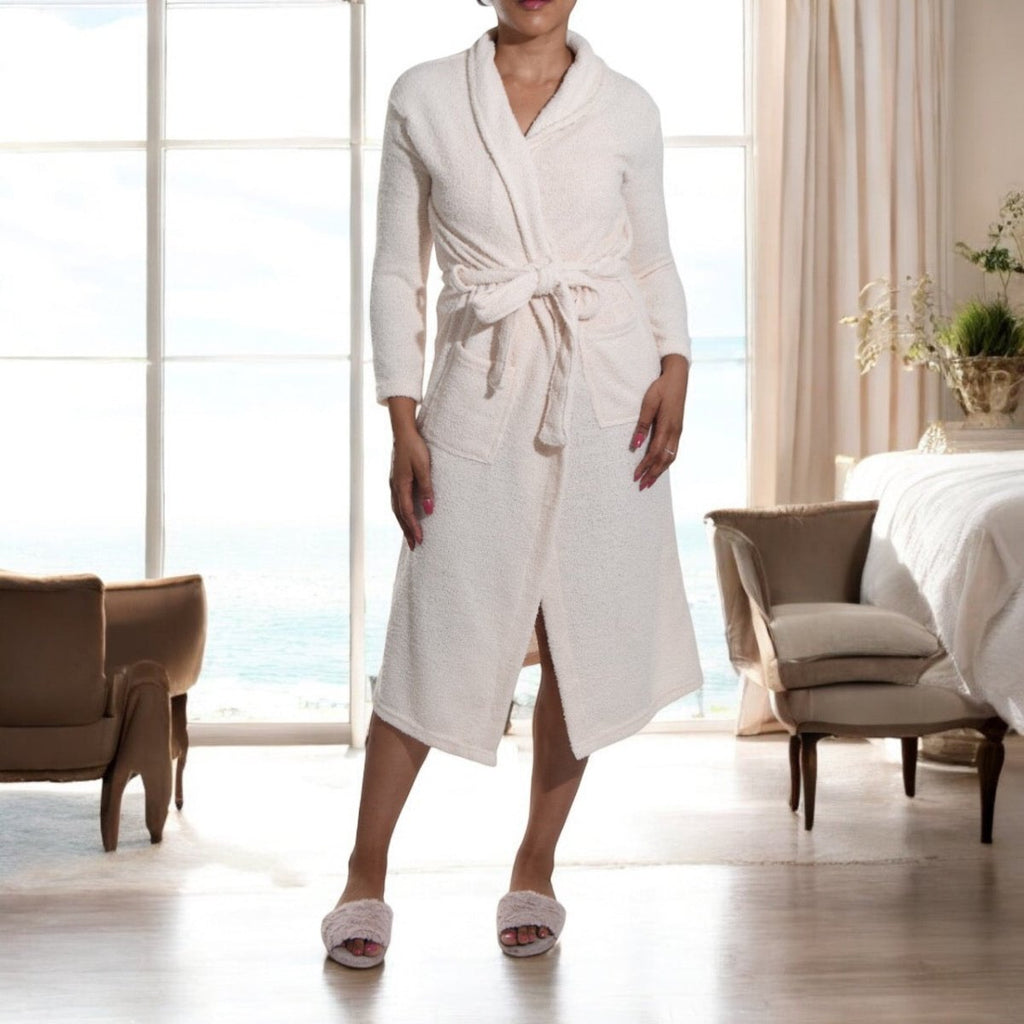 Comfy Tie-Up Bath Robe - Ivory – Style Phase Home