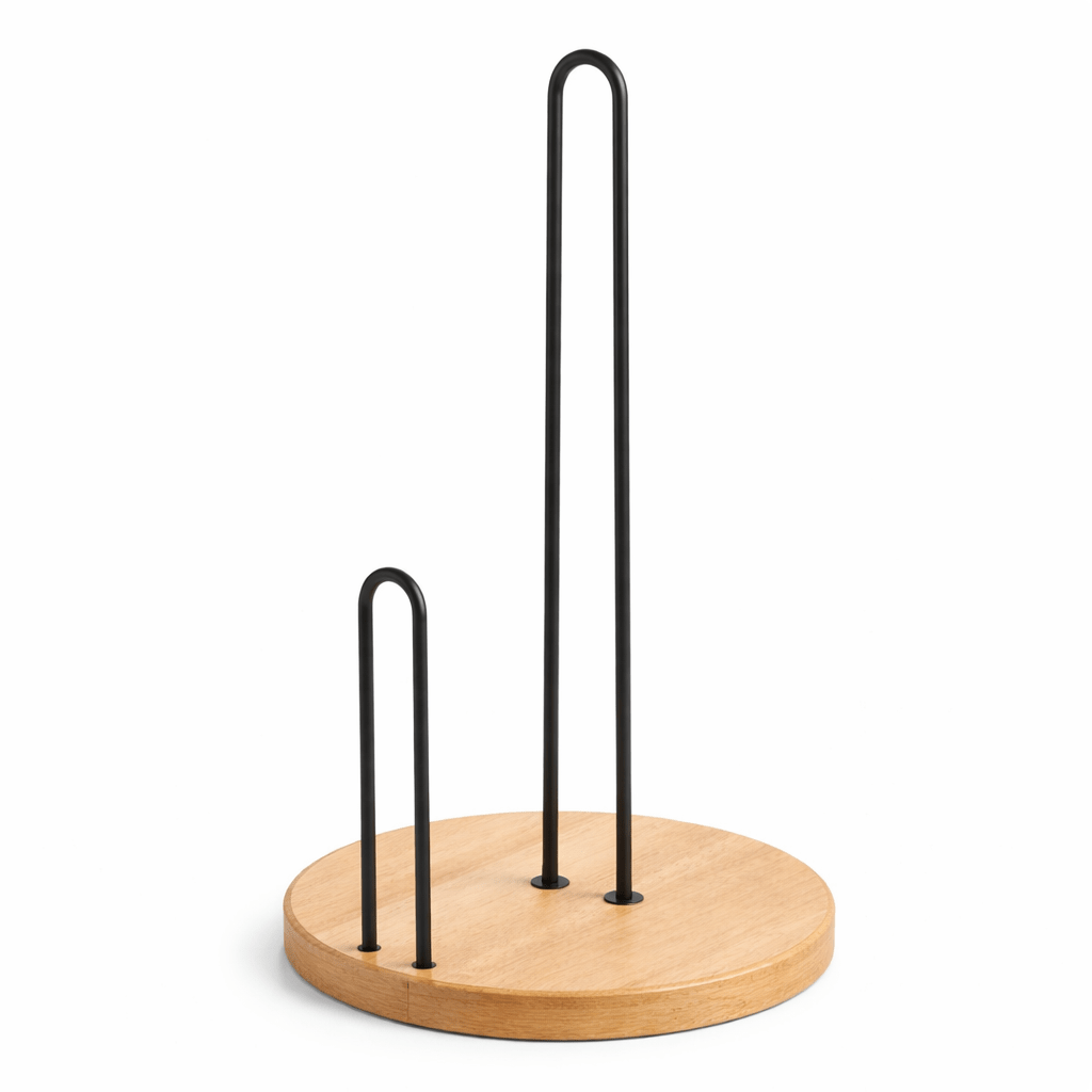 Stainless Steel Paper Towel Holder - Wood/Black - Home Phase