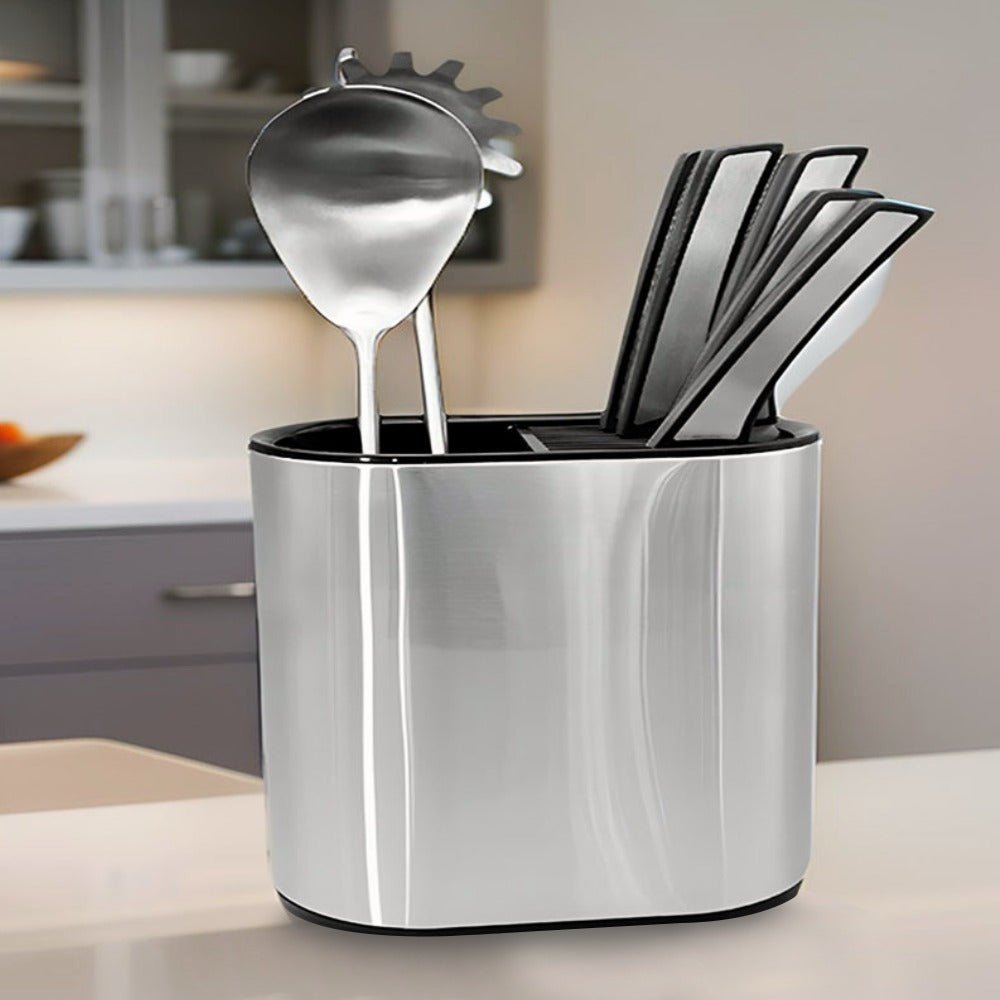 Stainless Steel Utensil Holder With Divider - Home Phase