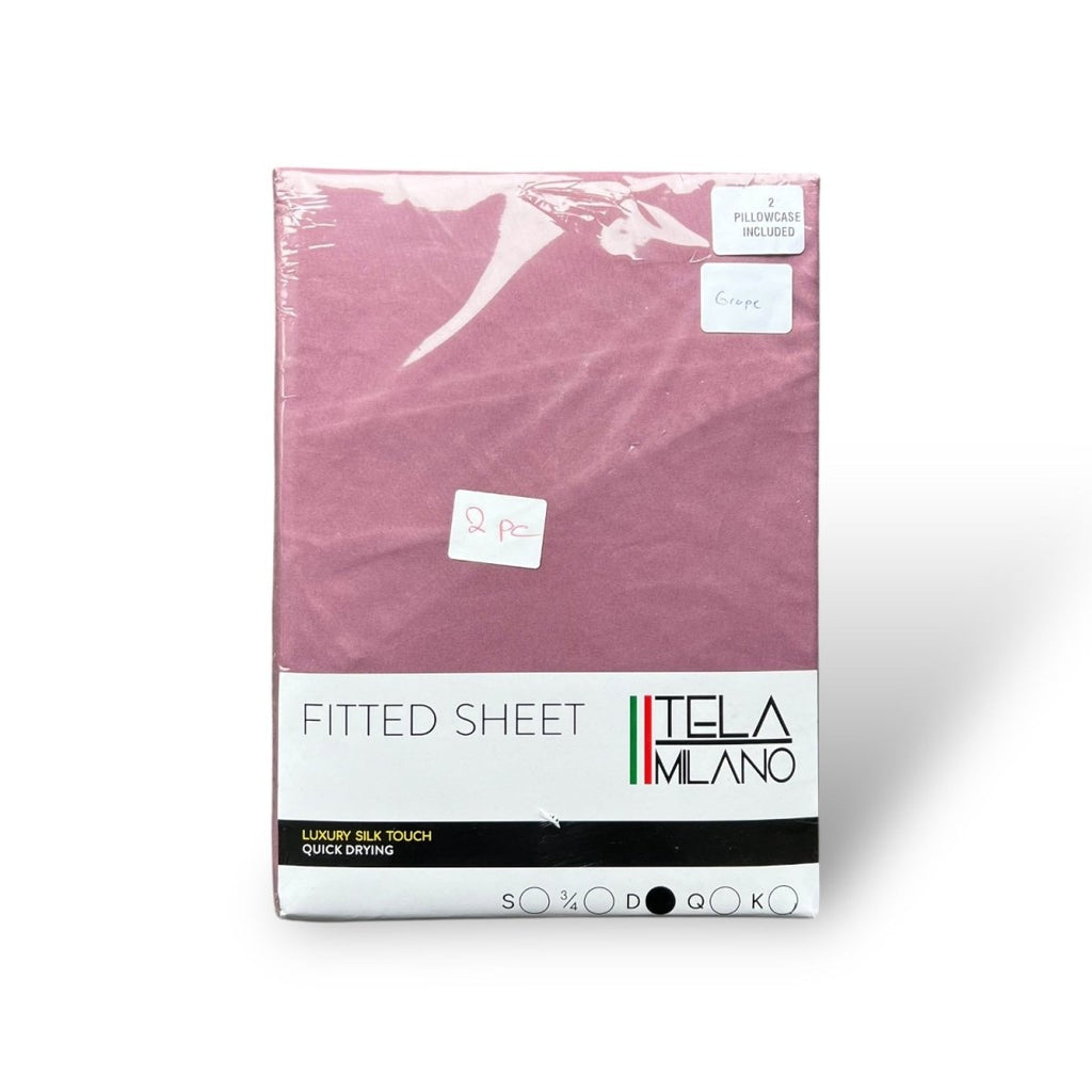 Tela Milano Microfibre Fitted Sheet + 2 Free Pillowcase - Double - Style Phase Home
