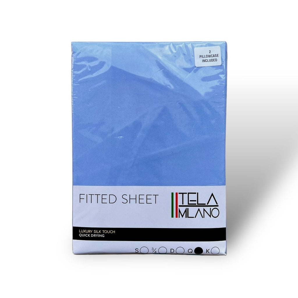 Tela Milano Microfibre Fitted Sheet + 2 Free Pillowcase - Queen - Style Phase Home