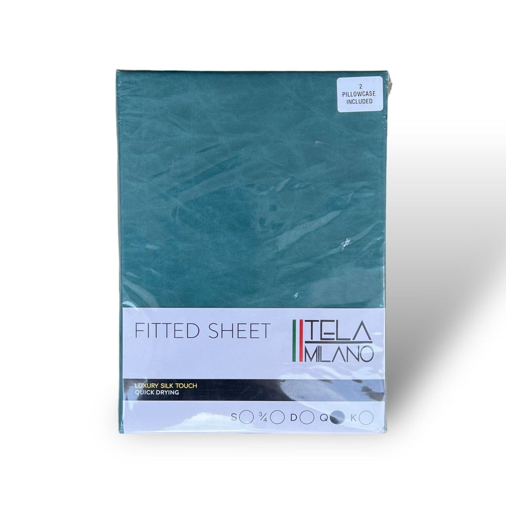 Tela Milano Microfibre Fitted Sheet + 2 Free Pillowcase - Queen - Style Phase Home