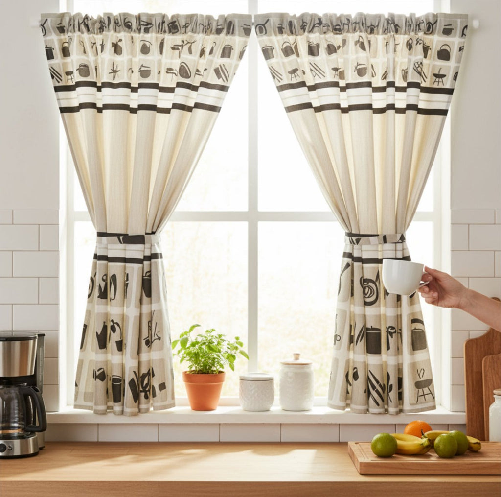 Twin Pack Kiara Cafe Curtain - 110 x 120 cm - Home Phase