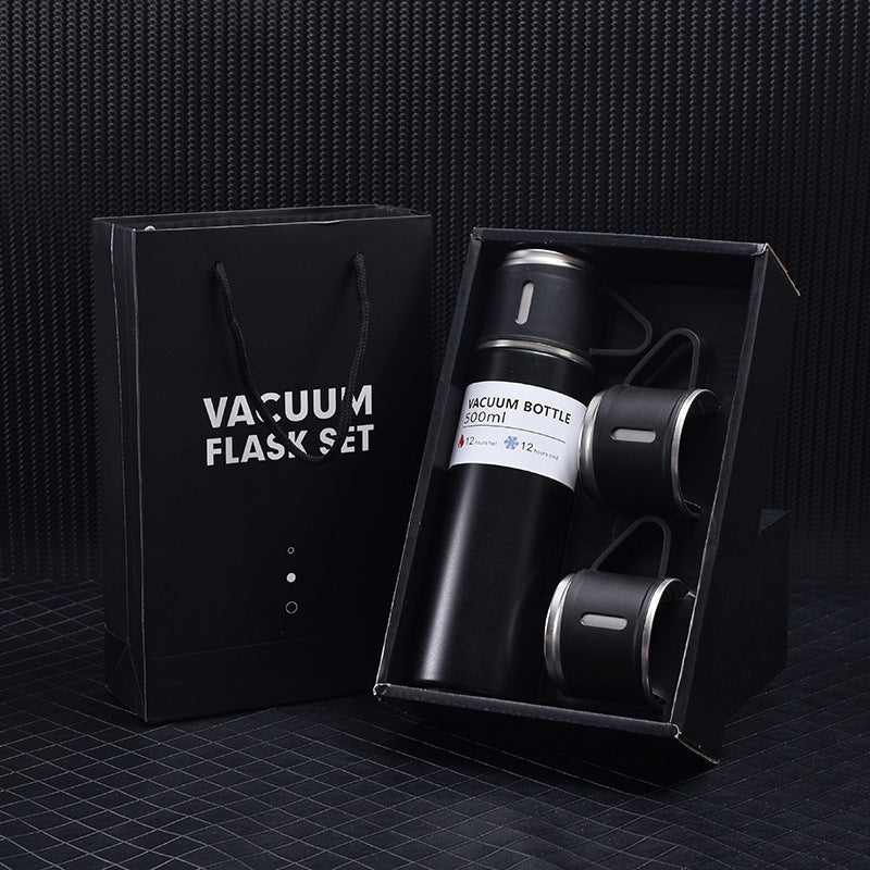 Vacuum Flask Gift Set - Black - Style Phase Home
