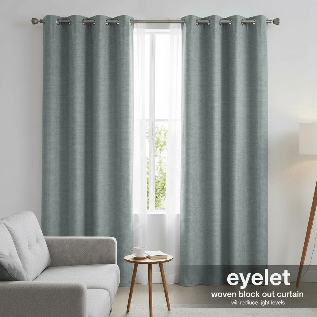 Woven Eyelet Blockout Curtain - 140cm x 225 cm - Home Phase