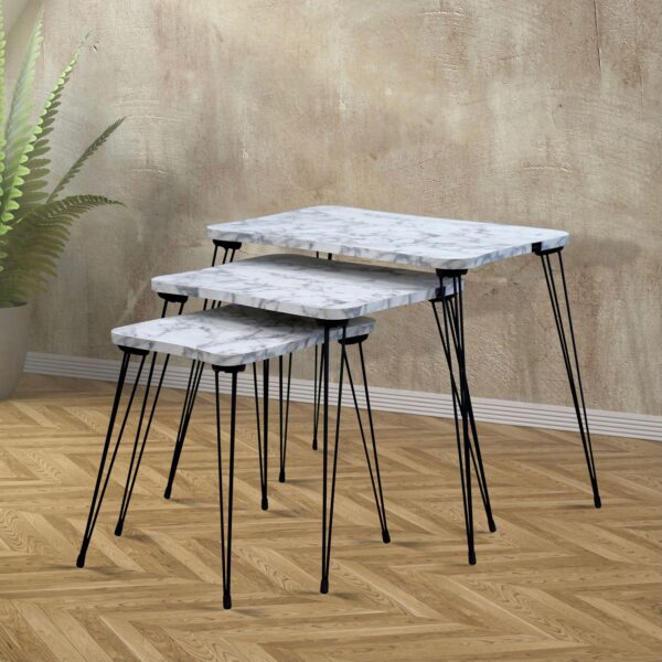 3 Piece Marble Design Nesting Coffee Table - Style Phase Home