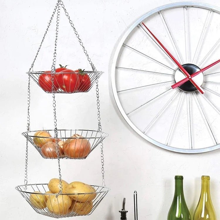 3 Tier Metal Fruit Storage Basket - Style Phase Home