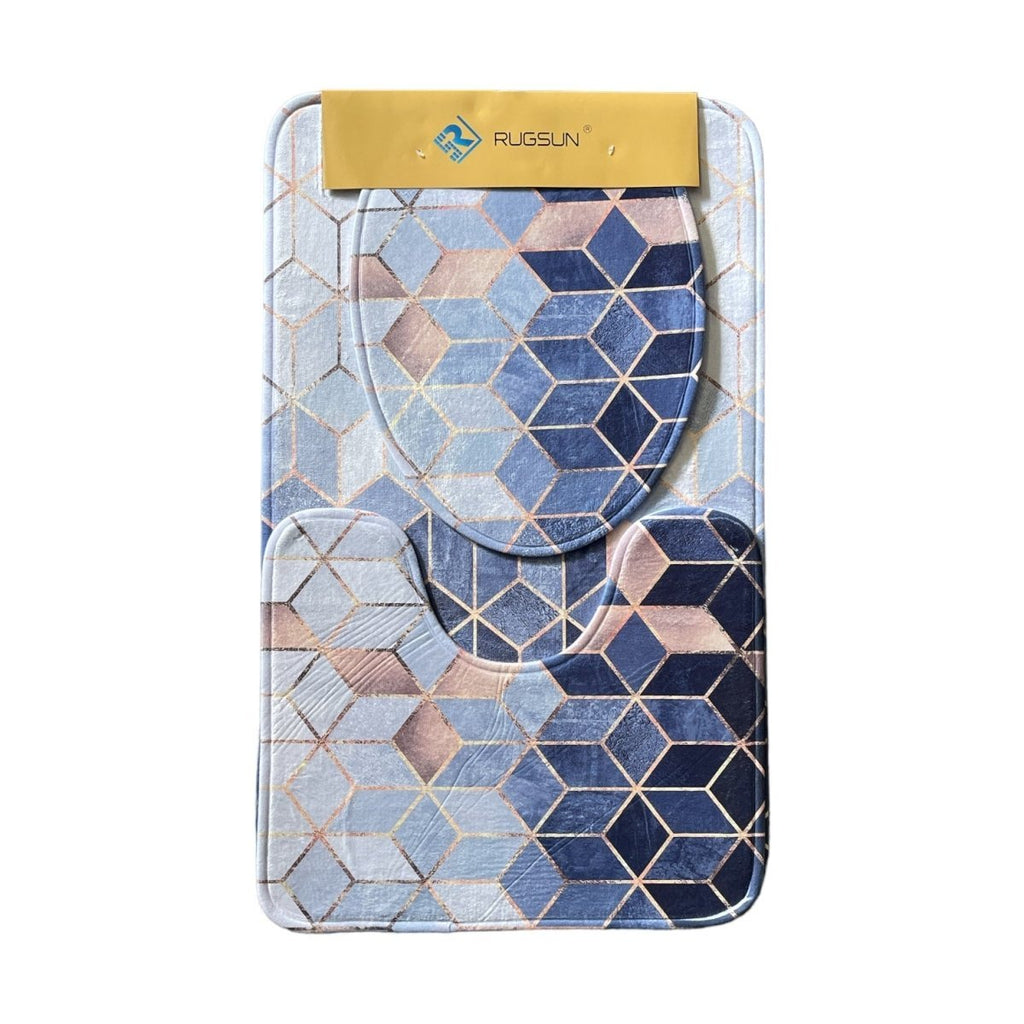 3PC Geometric Bathroom Mat Set - Style Phase Home