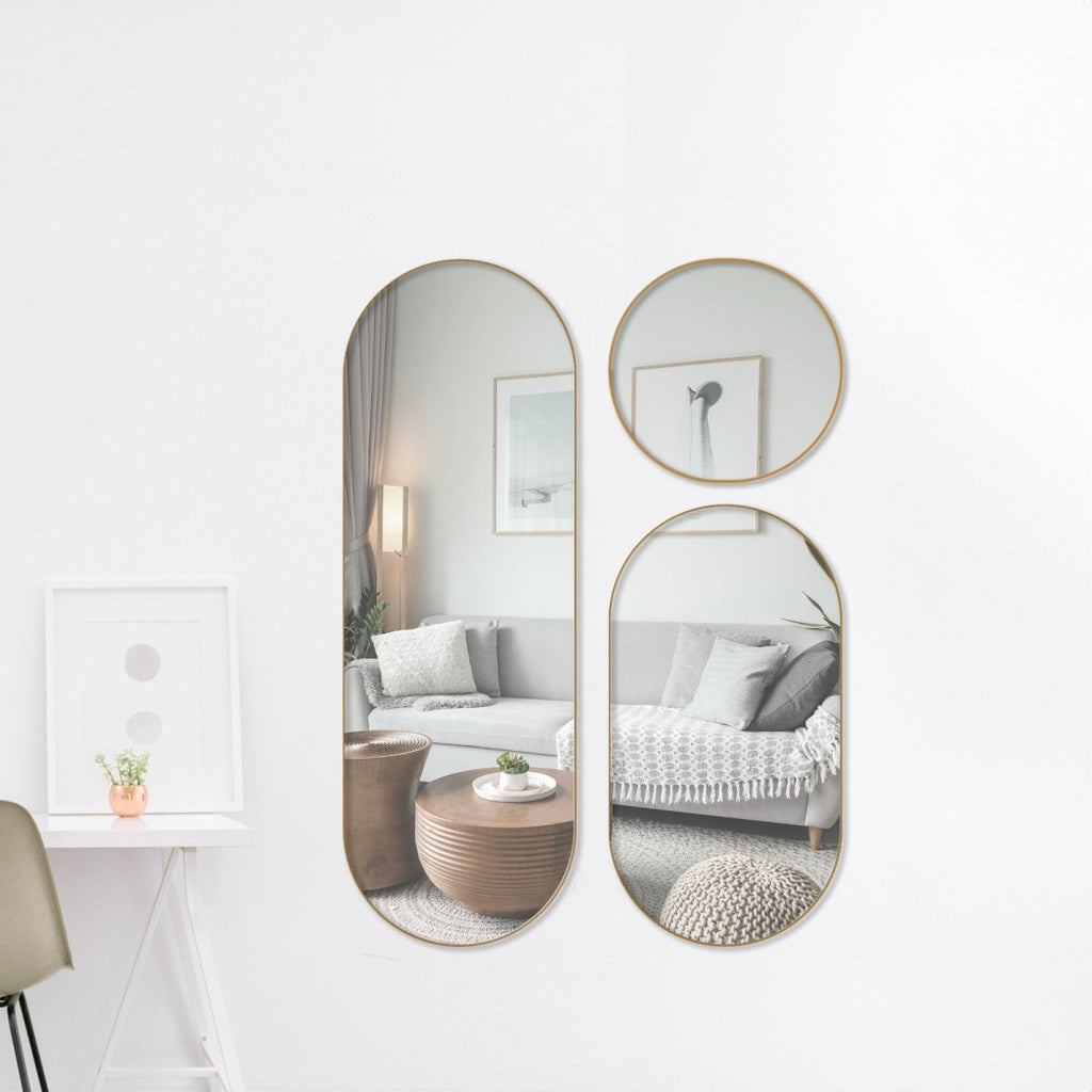 3PC Gold Wall Mirror - Style Phase Home