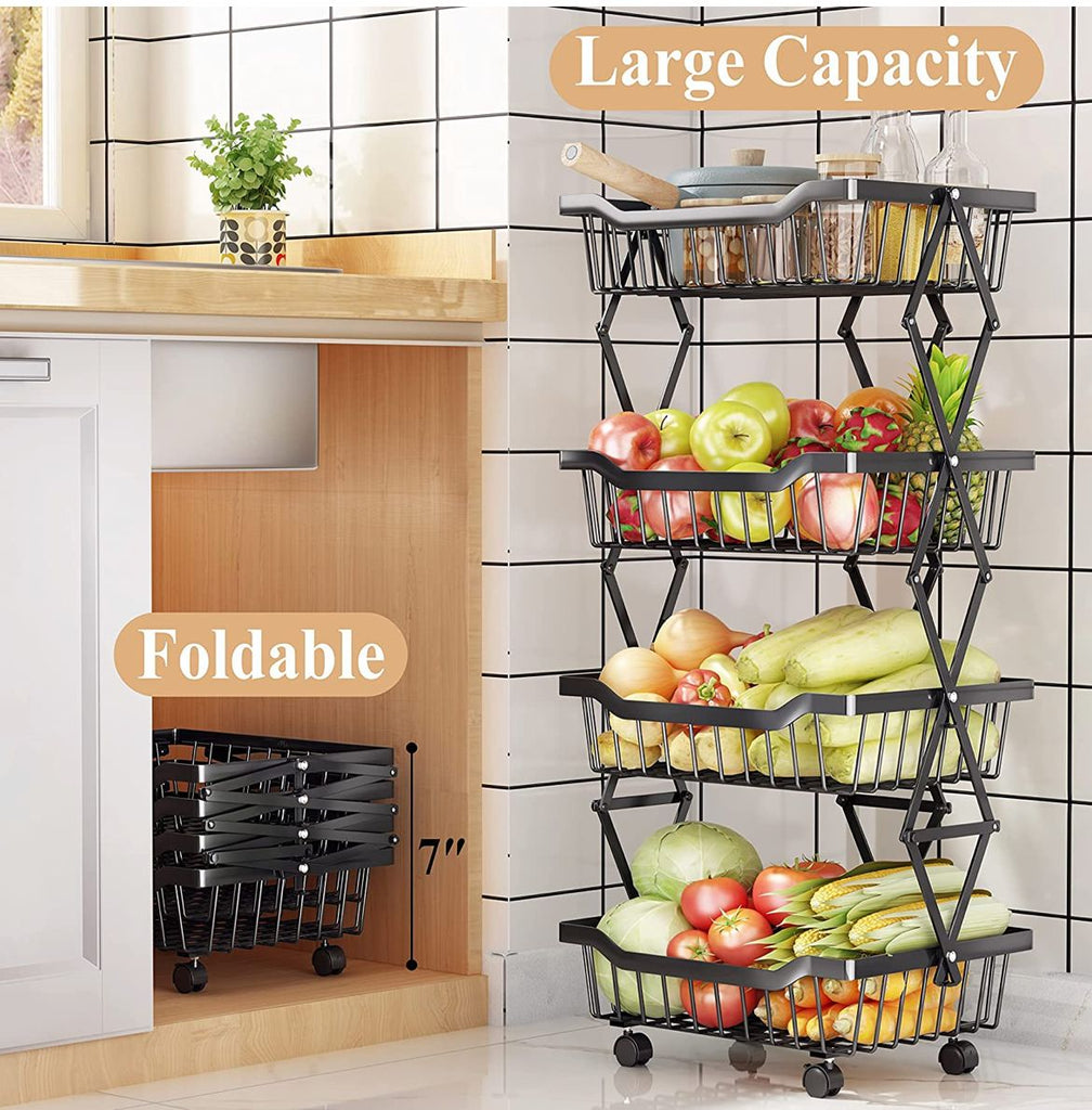 4 Tier Foldable Storage Trolley - Style Phase Home