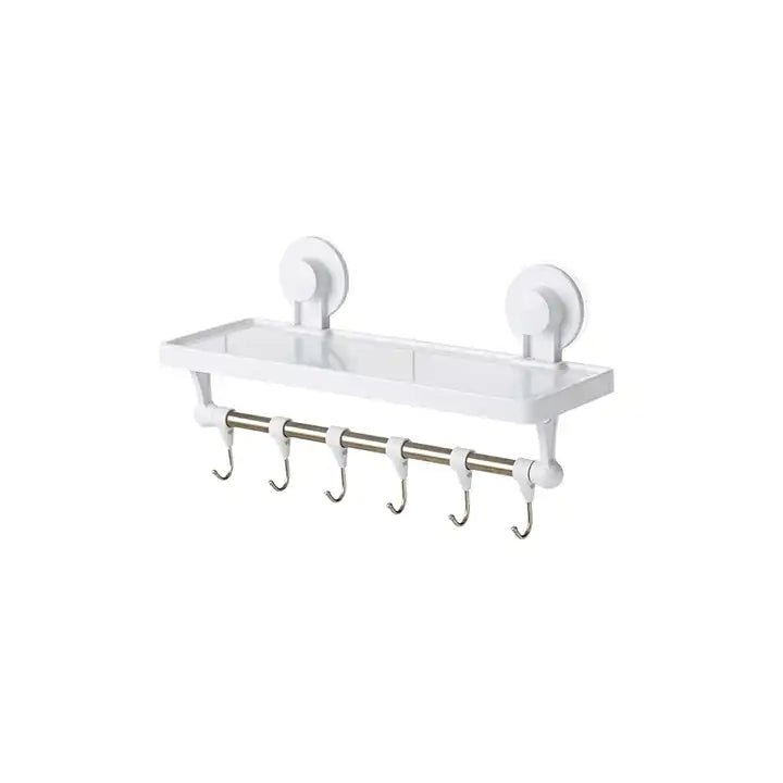 Bathlux Bathroom Suction Shelf With Hooks - Style Phase Home