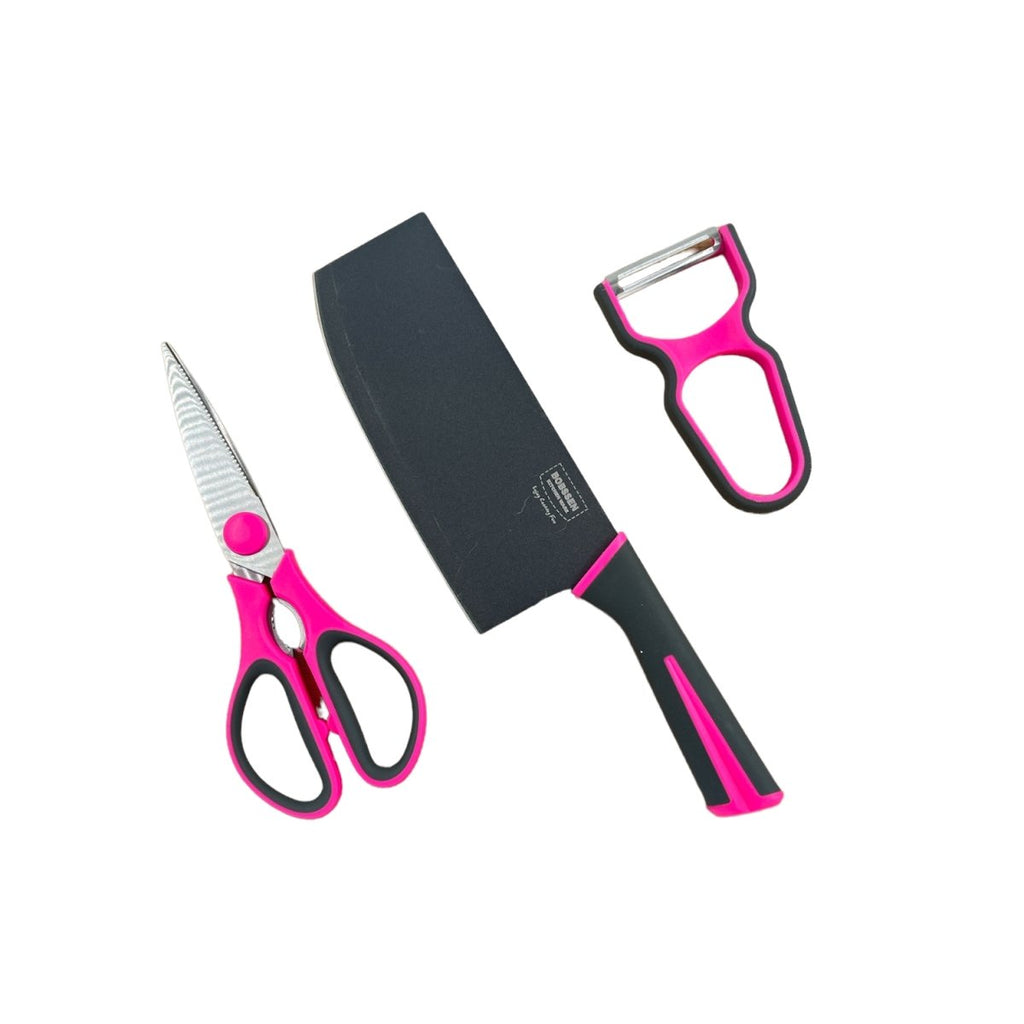 BOBSSEN 3 PC Pink Knife Set Style Phase Home