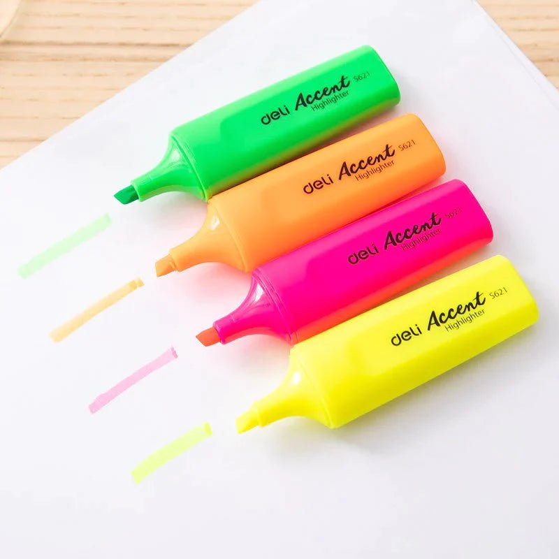 Deli Accent Chisel Tip Highlighters - 4 Pack - Style Phase Home