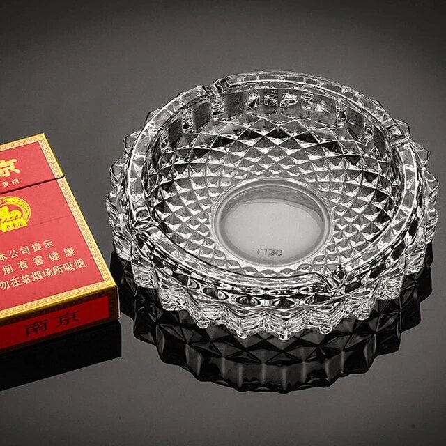 Deli Crystal Glass Ashtray Circular Style Phase Home