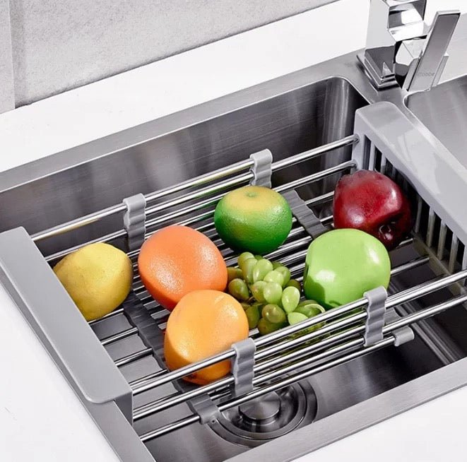 White Kitchen Sink Storage Rack Stainless Steel Retractable - Temu